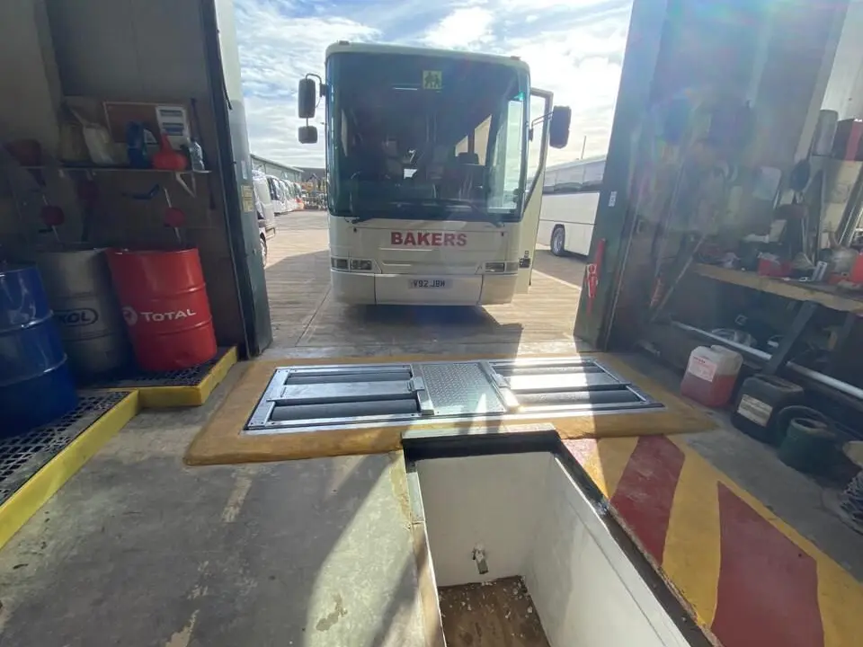 Bus being brake tested