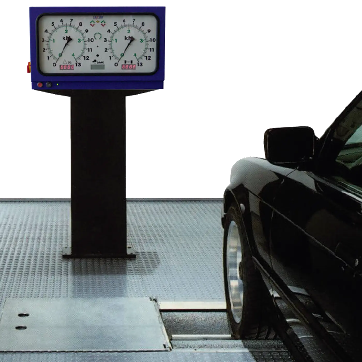 Car on a class 4 and class 7 brake tester