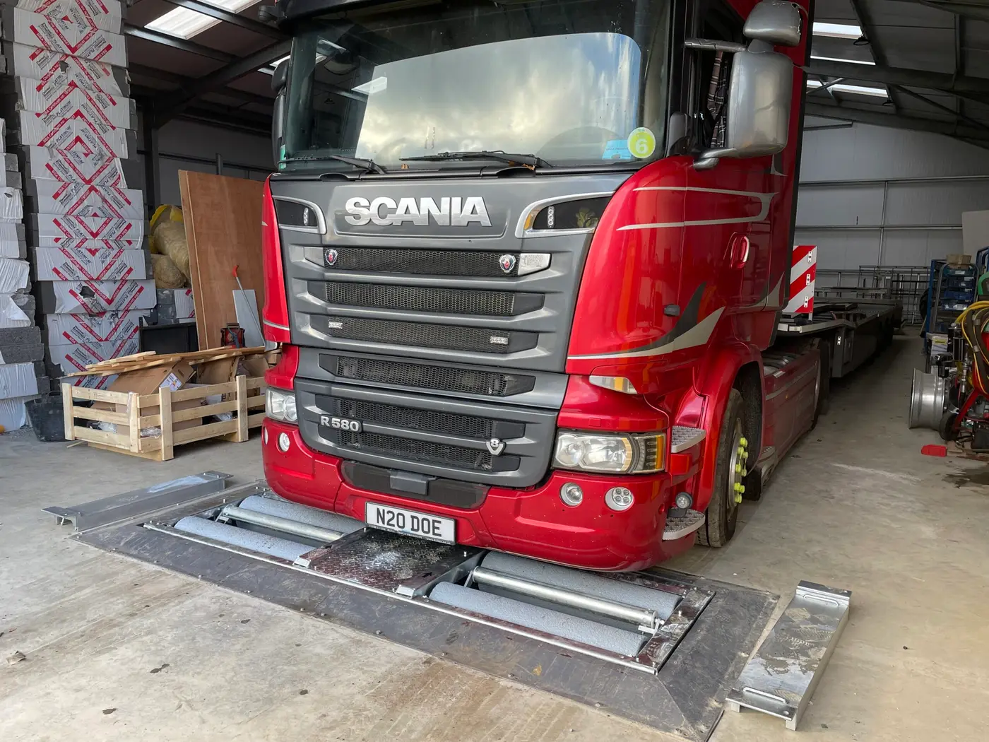 Lorry on brake tester